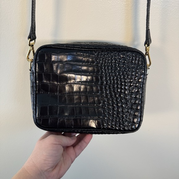 Quince Handbags - Quince Gemma Black Croc Leather Crossbody Bag Purse